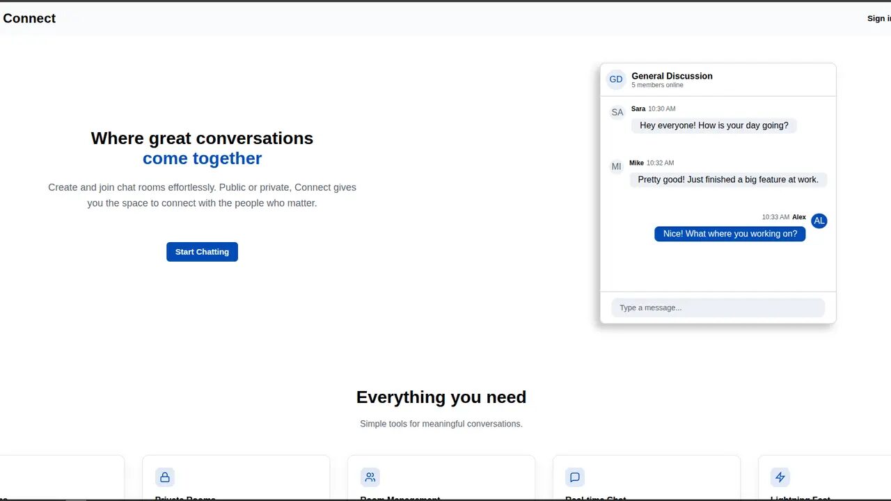 تصویر وب‌اپلیکیشن Connect برای چت همزمان